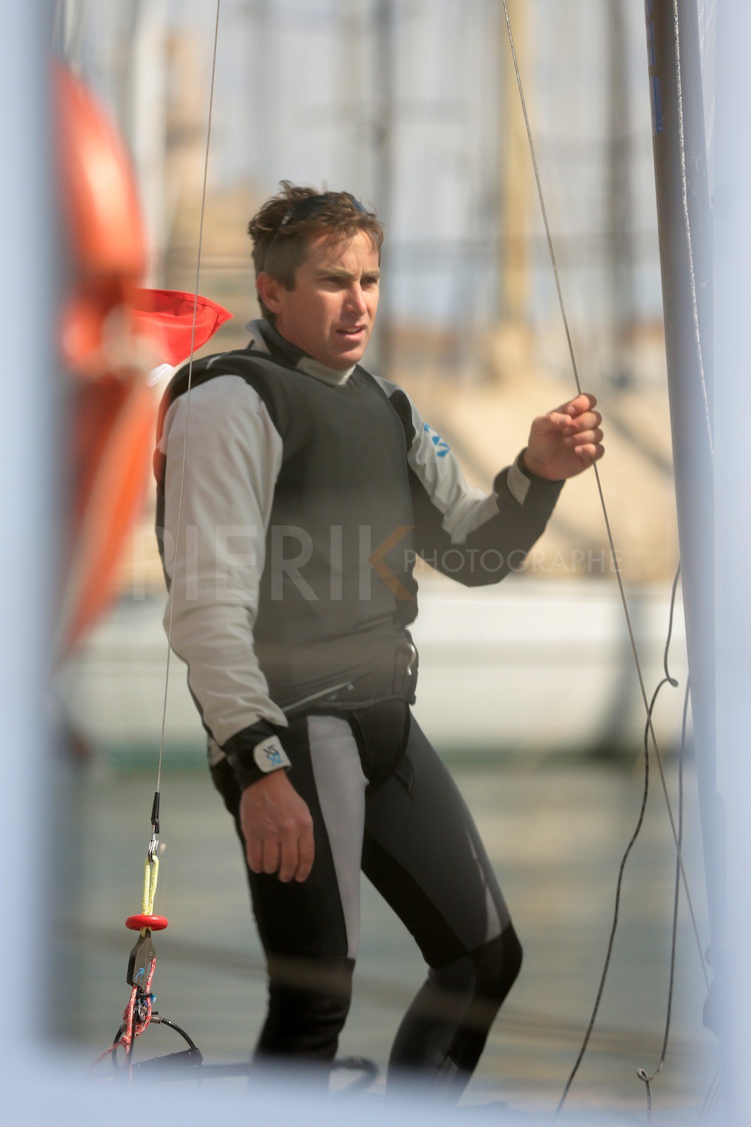 Ingrid Petitjean et Olivier Backes lors du baptême de leur Nacra 17 à la SNM. En route pour les JO de Rio